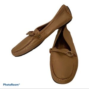 SALVATORE FERRAGAMO SHOES FLATS GOLD LEATHER LOAFERS ITALY LUXURY Size 10.5